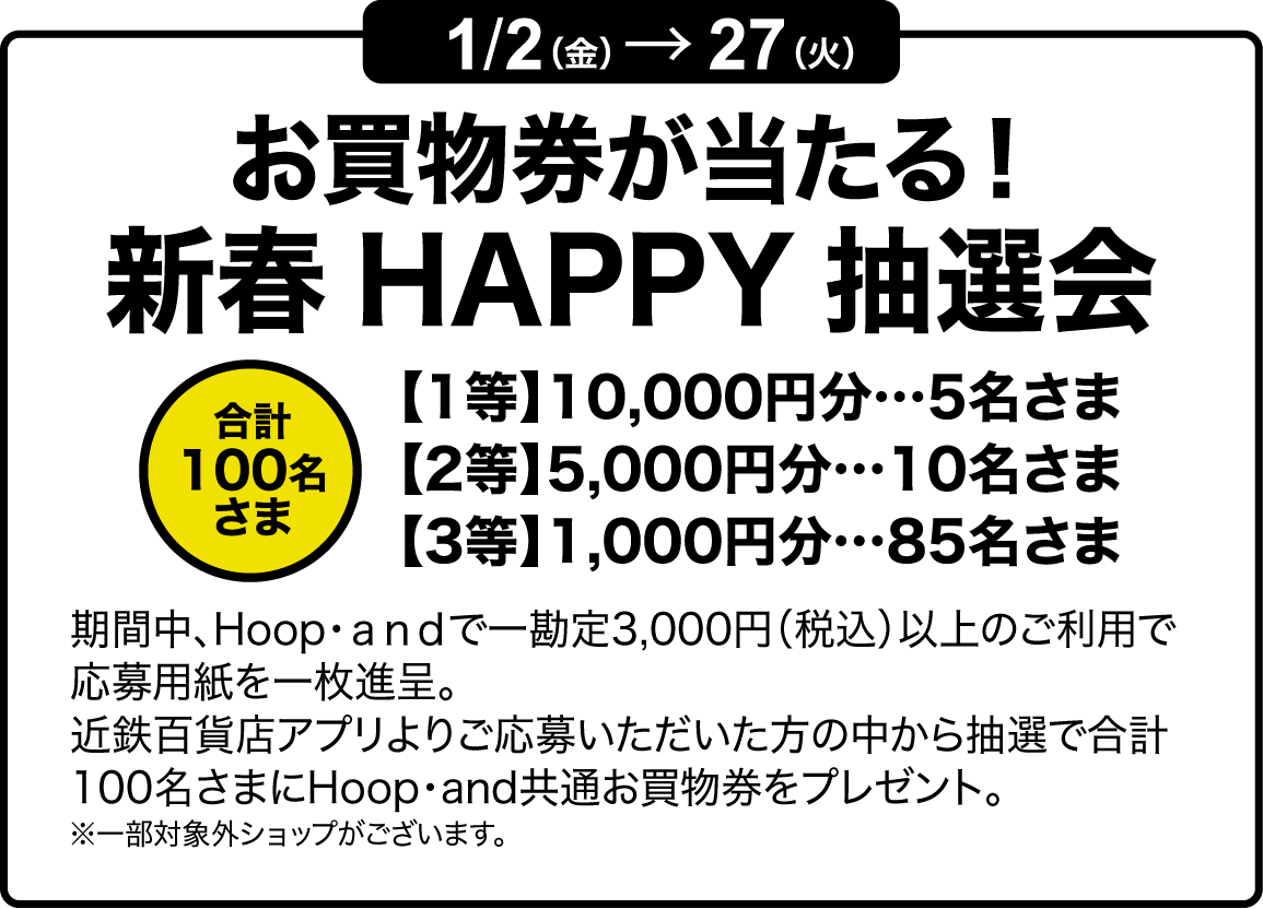 お買物券が当たる！新春HAPPY抽選会