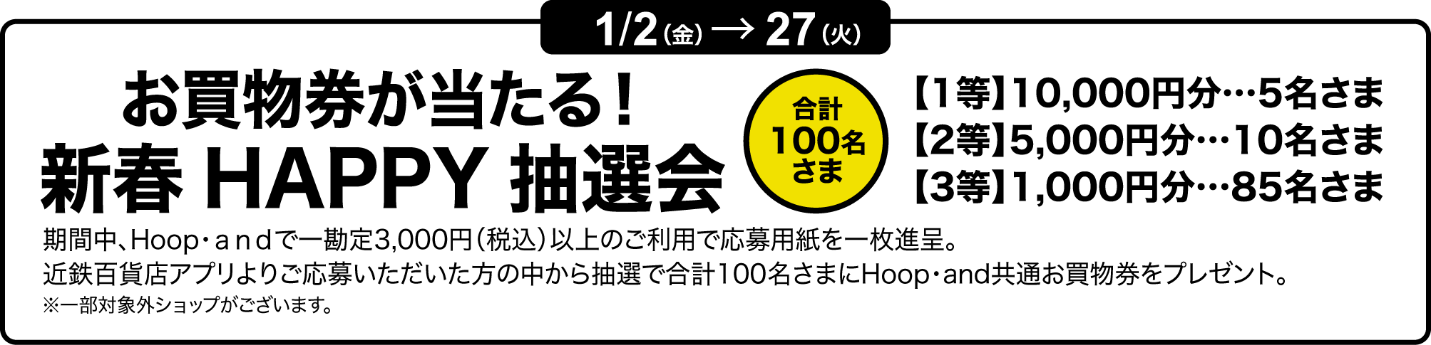 お買物券が当たる！新春HAPPY抽選会