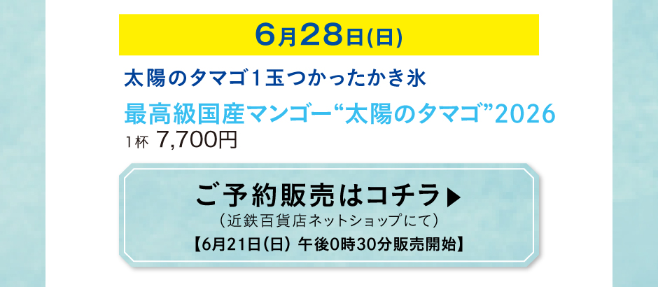 最高級国産マンゴー“太陽のタマゴ”2026