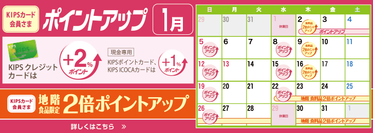 [KIPSカード会員さま] ポイントアップ
