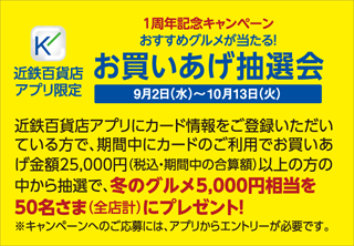 近鉄百貨店アプリ お買いあげ大抽選会